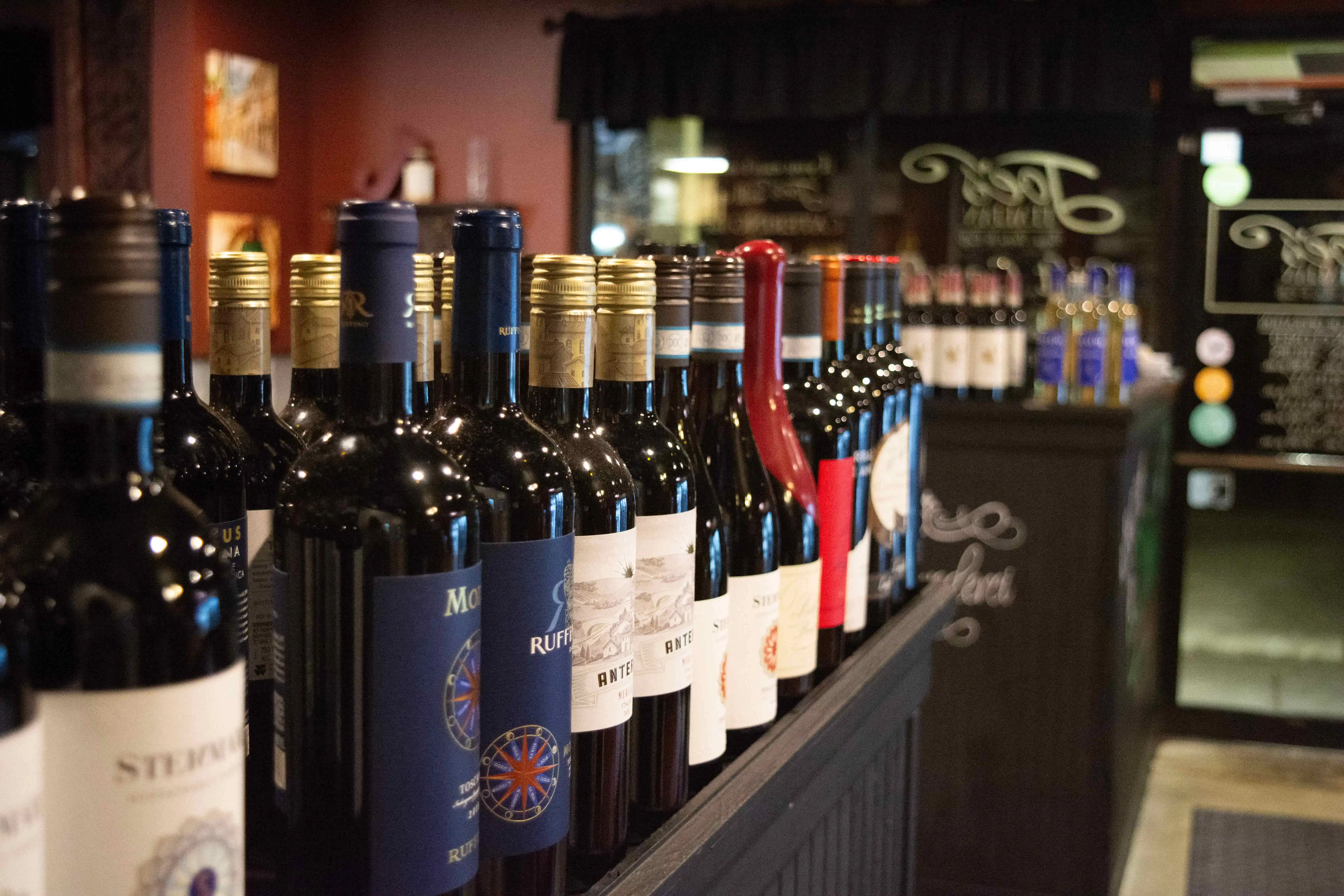 Wine selection at Joe's Kitchen, Bar, & Bakery in Alabaster AL